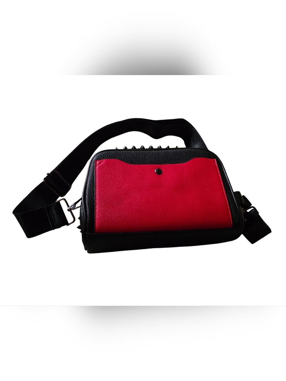 New Black And Red  Studded Crossbody Sling Bag Unisex - Picture 5 of 7